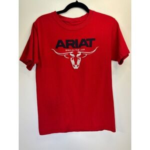Ariat Red Embroidered Longhorn Bred In The USA Graphic T-Shirt
